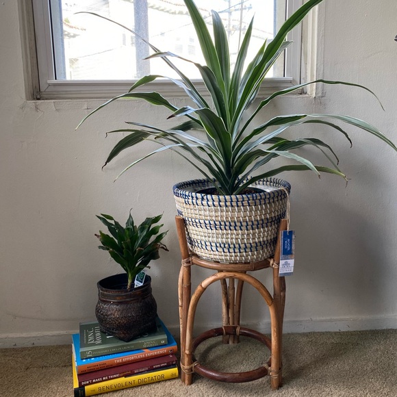 Boho Rattan Standing Planter NWT - Picture 7 of 10